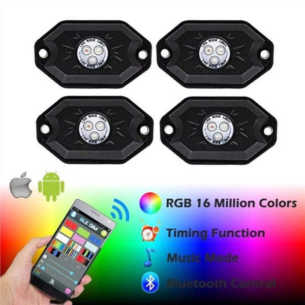 Morsun Led Pods Light RGB Timing Music Play Telefon uchun ilova boshqaruvi Avtomobil uchun 4 pod