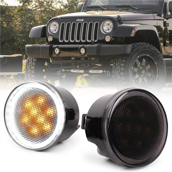 Morsun Jeep Wrangler Jk 07-14 old panjarali chiroq uchun halo bilan chiroqni yoqdi