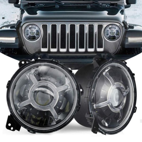 Eng yangi 9 dyuymli dumaloq LED faralar Halo DRL Jeep Wrangler JL 2018 2019 uchun kunduzgi ishlaydigan chiroqlar bilan yangilangan yuqori past nurli faralar